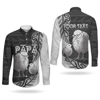 Personalised New Zealand Father's Day Couples Matching Mermaid Dress and Long Sleeve Button Shirt Papa Kiwi Bird Tribal Pattern DT05 - Polynesian Pride