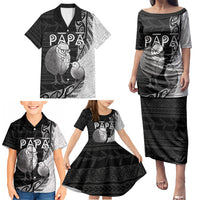 Personalised New Zealand Father's Day Family Matching Puletasi and Hawaiian Shirt Papa Kiwi Bird Tribal Pattern DT05 - Polynesian Pride