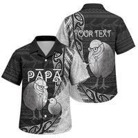 Personalised New Zealand Father's Day Family Matching Short Sleeve Bodycon Dress and Hawaiian Shirt Papa Kiwi Bird Tribal Pattern DT05 Son's Shirt Black - Polynesian Pride