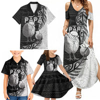 Personalised New Zealand Father's Day Family Matching Summer Maxi Dress and Hawaiian Shirt Papa Kiwi Bird Tribal Pattern DT05 - Polynesian Pride