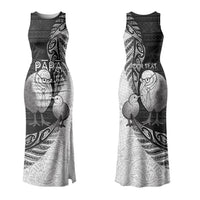 Personalised New Zealand Father's Day Family Matching Tank Maxi Dress and Hawaiian Shirt Papa Kiwi Bird Tribal Pattern DT05 Mom's Dress Black - Polynesian Pride