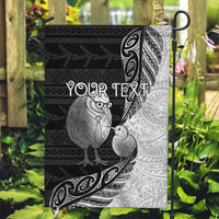 Personalised New Zealand Father's Day Garden Flag Papa Kiwi Bird Tribal Pattern DT05 Garden Flag Black - Polynesian Pride
