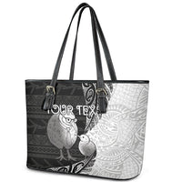Personalised New Zealand Father's Day Leather Tote Bag Papa Kiwi Bird Tribal Pattern DT05 - Polynesian Pride