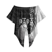 Personalised New Zealand Father's Day Off Shoulder Wrap Waist Top Papa Kiwi Bird Tribal Pattern DT05 - Polynesian Pride