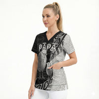 Personalised New Zealand Father's Day Scrub Top Papa Kiwi Bird Tribal Pattern DT05 - Polynesian Pride