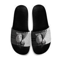 Personalised New Zealand Father's Day Slide Sandals Papa Kiwi Bird Tribal Pattern DT05 Black - Polynesian Pride