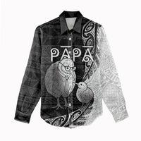 Personalised New Zealand Father's Day Women Casual Shirt Papa Kiwi Bird Tribal Pattern DT05 - Polynesian Pride