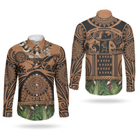 Polynesia Maui Tattoo Inspired Couples Matching Mermaid Dress and Long Sleeve Button Shirt Tropical Leaf Skirt Costume