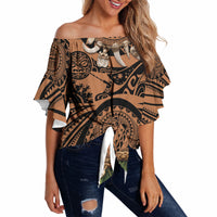 Polynesia Maui Tattoo Inspired Off Shoulder Wrap Waist Top Tropical Leaf Skirt Costume
