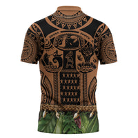 Polynesia Maui Tattoo Inspired Zipper Polo Shirt Tropical Leaf Skirt Costume