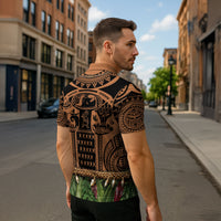 Polynesia Maui Tattoo Inspired Zipper Polo Shirt Tropical Leaf Skirt Costume