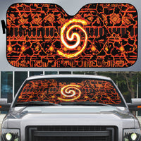 Polynesia Lava Monster Cosplay Auto Sun Shade Fiery Glowing Volcano Crack Pattern