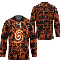 Polynesia Lava Monster Cosplay Hockey Jersey Fiery Glowing Volcano Crack Pattern