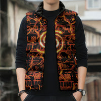 Polynesia Lava Monster Cosplay Sleeveless Puffer Jacket Fiery Glowing Volcano Crack Pattern