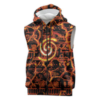 Polynesia Lava Monster Cosplay Sleeveless Zip Hoodie Fiery Glowing Volcano Crack Pattern