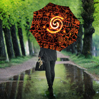 Polynesia Lava Monster Cosplay Umbrella Fiery Glowing Volcano Crack Pattern