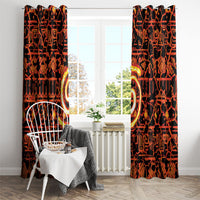 Polynesia Lava Monster Cosplay Window Curtain Fiery Glowing Volcano Crack Pattern