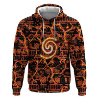 Polynesia Lava Monster Cosplay Zip Hoodie Fiery Glowing Volcano Crack Pattern