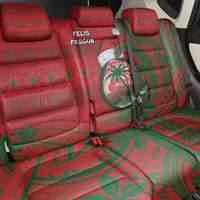 Guam Christmas Back Car Seat Cover Chamorro Seal Hat Santa Tribal Waves - Polynesian Pride