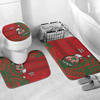 Guam Christmas Bathroom Set Chamorro Seal Hat Santa Tribal Waves - Polynesian Pride