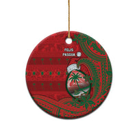 Guam Christmas Ceramic Ornament Chamorro Seal Hat Santa Tribal Waves - Polynesian Pride