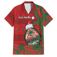Guam Christmas Family Matching Long Sleeve Bodycon Dress and Hawaiian Shirt Chamorro Seal Hat Santa Tribal Waves - Polynesian Pride