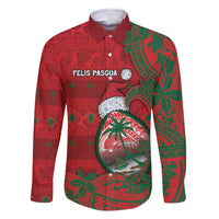 Guam Christmas Family Matching Long Sleeve Bodycon Dress and Hawaiian Shirt Chamorro Seal Hat Santa Tribal Waves - Polynesian Pride