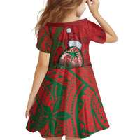 Guam Christmas Family Matching Off The Shoulder Long Sleeve Dress and Hawaiian Shirt Chamorro Seal Hat Santa Tribal Waves - Polynesian Pride