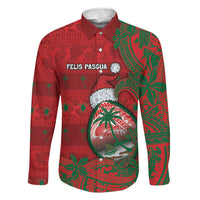 Guam Christmas Family Matching Off The Shoulder Long Sleeve Dress and Hawaiian Shirt Chamorro Seal Hat Santa Tribal Waves - Polynesian Pride