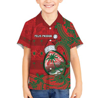 Guam Christmas Family Matching Off Shoulder Maxi Dress and Hawaiian Shirt Chamorro Seal Hat Santa Tribal Waves - Polynesian Pride