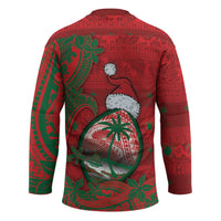Guam Christmas Hockey Jersey Chamorro Seal Hat Santa Tribal Waves DT05 - Polynesian Pride