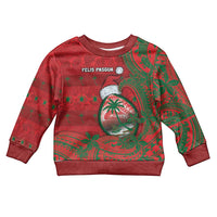 Guam Christmas Kid Ugly Christmas Sweater Chamorro Seal Hat Santa Tribal Waves DT05 Kid Red - Polynesian Pride