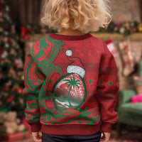 Guam Christmas Kid Ugly Christmas Sweater Chamorro Seal Hat Santa Tribal Waves DT05 - Polynesian Pride