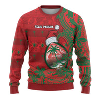 Guam Christmas Ugly Christmas Sweater Chamorro Seal Hat Santa Tribal Waves - Polynesian Pride