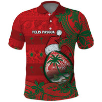 Guam Christmas Polo Shirt Chamorro Seal Hat Santa Tribal Waves - Polynesian Pride