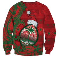 Guam Christmas Sweatshirt Chamorro Seal Hat Santa Tribal Waves DT05 - Polynesian Pride