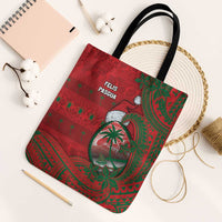 Guam Christmas Tote Bag Chamorro Seal Hat Santa Tribal Waves DT05 Black Strap One Size Red - Polynesian Pride