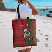 Guam Christmas Tote Bag Chamorro Seal Hat Santa Tribal Waves DT05 - Polynesian Pride