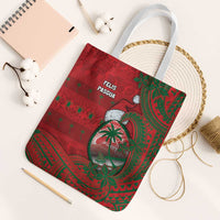 Guam Christmas Tote Bag Chamorro Seal Hat Santa Tribal Waves DT05 White Strap One Size Red - Polynesian Pride