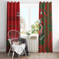 Guam Christmas Window Curtain Chamorro Seal Hat Santa Tribal Waves - Polynesian Pride
