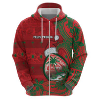 Guam Christmas Zip Hoodie Chamorro Seal Hat Santa Tribal Waves DT05 - Polynesian Pride