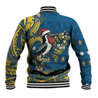 Nauru Christmas Baseball Jacket Frigatebird Bird Santa Tribal Waves - Polynesian Pride