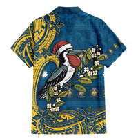 Nauru Christmas Family Matching Mermaid Dress and Hawaiian Shirt Frigatebird Bird Santa Tribal Waves - Polynesian Pride
