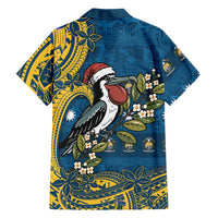 Nauru Christmas Family Matching Mermaid Dress and Hawaiian Shirt Frigatebird Bird Santa Tribal Waves - Polynesian Pride