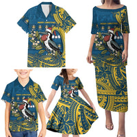 Nauru Christmas Family Matching Puletasi and Hawaiian Shirt Frigatebird Bird Santa Tribal Waves - Polynesian Pride