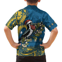 Nauru Christmas Family Matching Summer Maxi Dress and Hawaiian Shirt Frigatebird Bird Santa Tribal Waves - Polynesian Pride