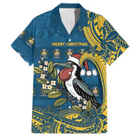 Nauru Christmas Family Matching Summer Maxi Dress and Hawaiian Shirt Frigatebird Bird Santa Tribal Waves - Polynesian Pride