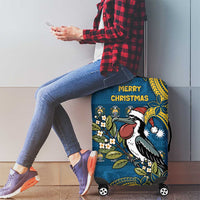 Nauru Christmas Luggage Cover Frigatebird Bird Santa Tribal Waves - Polynesian Pride