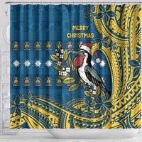 Nauru Christmas Shower Curtain Frigatebird Bird Santa Tribal Waves - Polynesian Pride