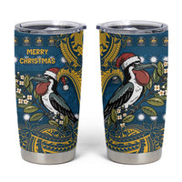 Nauru Christmas Tumbler Cup Frigatebird Bird Santa Tribal Waves - Polynesian Pride